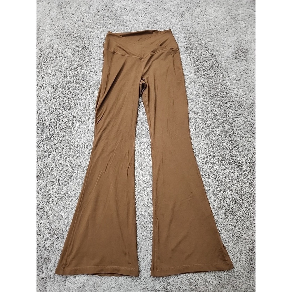 Earthbound Flare Leggings Womens L Brown Crossover V-Waist High Rise Bell Bottom